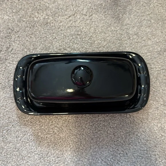 Longaberger Black Woven Traditions Butter Dish with Lid Used - Picture 4 of 4